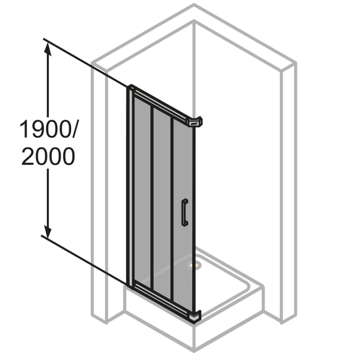 HÜPPE Classics 2 Gleittüreckeinstieg 3-teilig 70-125 x 120-200 cm, Glas ohne Anti-Plaque