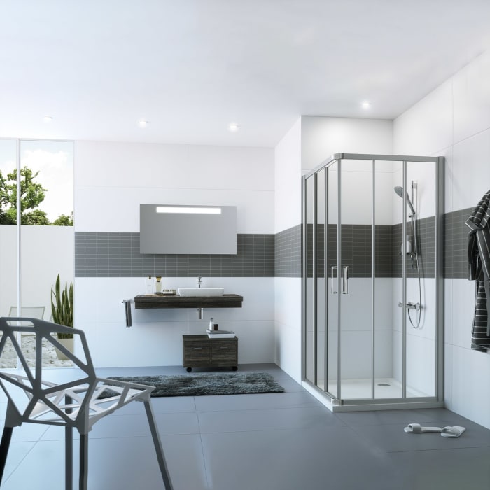 HÜPPE Classics 2 Gleittüreckeinstieg 3-teilig 80 x 200 cm, Glas mit Anti-Plaque