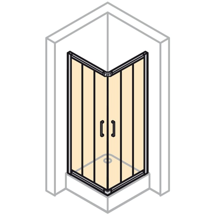 HÜPPE Classics 2 Gleittüreckeinstieg 3-teilig 100/100 x 190 cm, Glas ohne Anti-Plaque
