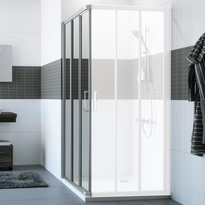 HÜPPE Classics 2 Gleittüreckeinstieg 3-teilig 90 x 190 cm, Glas ohne Anti-Plaque