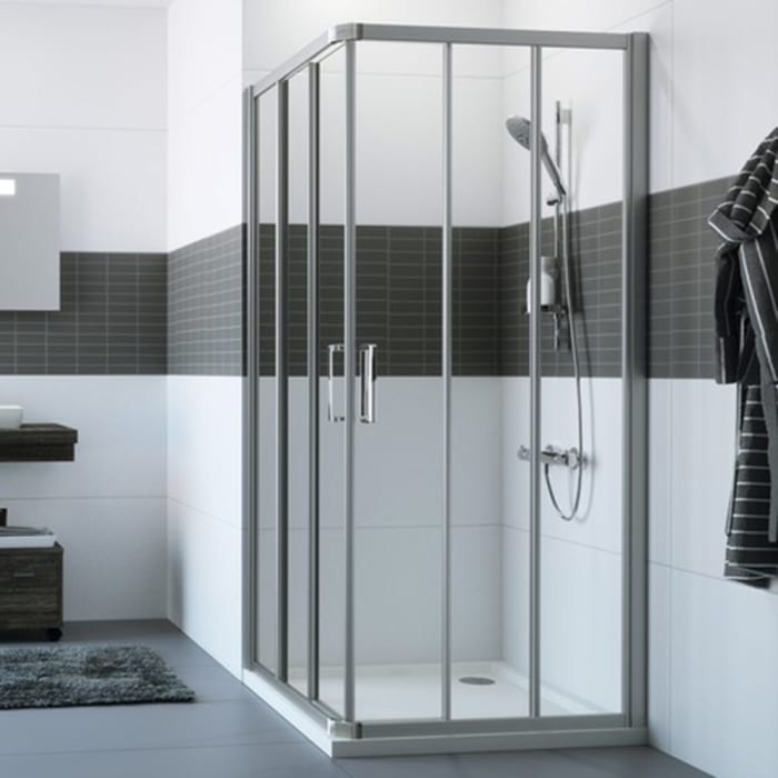HÜPPE Classics 2 Gleittüreckeinstieg 3-teilig 100/100 x 200 cm, Glas mit Anti-Plaque