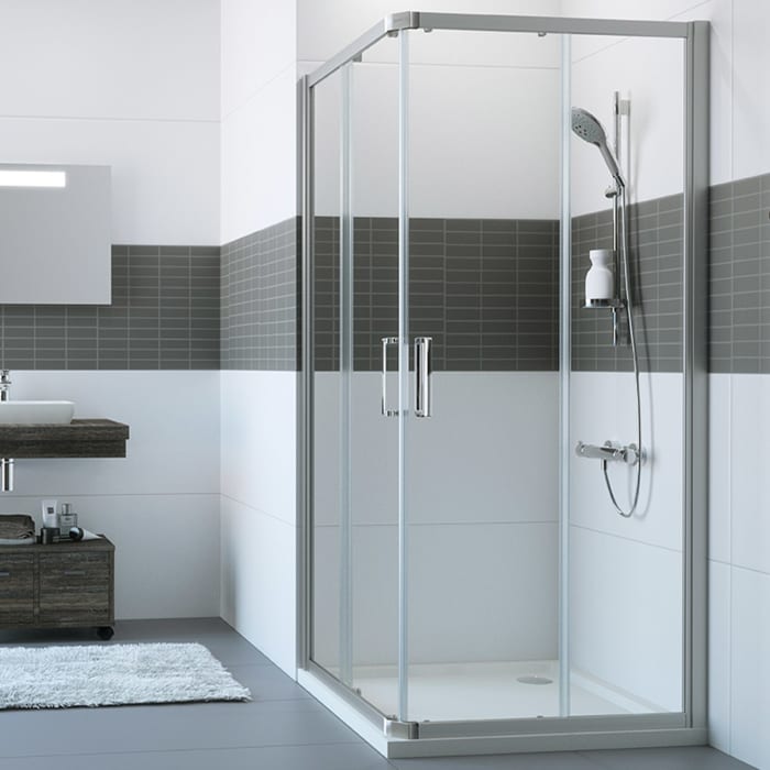 HÜPPE Classics 2 Gleittüreckeinstieg 2-teilig 100/100 x 190 cm, Glas ohne Anti-Plaque