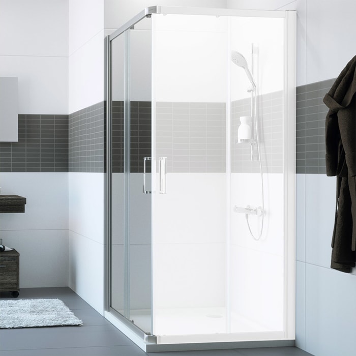 HÜPPE Classics 2 Gleittüreckeinstieg 2-teilig 85 x 200 cm, Glas ohne Anti-Plaque