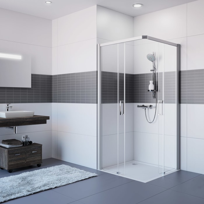 HÜPPE Classics 2 EasyEntry Gleittüreckeinstieg 2-teilig  110/110 x 200 cm, Glas mit Anti-Plaque
