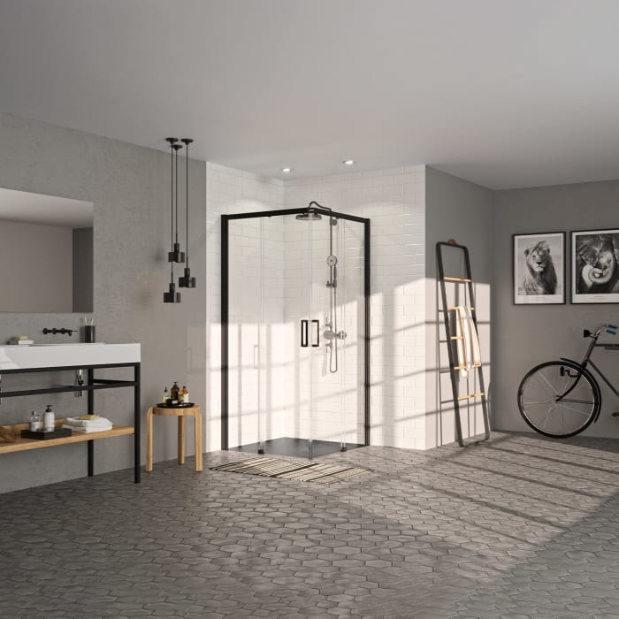 HÜPPE Classics 2 EasyEntry Gleittüreckeinstieg 2-teilig  120/120 x 200 cm, Glas mit Anti-Plaque