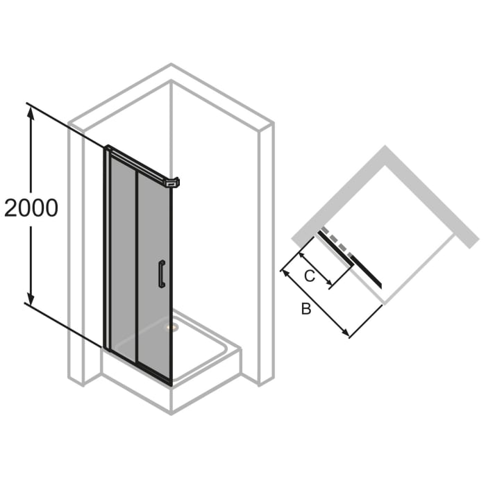HÜPPE Classics 2 EasyEntry Gleittüreckeinstieg 1/2-Teil Links 80 x 200 cm, Glas mit Anti-Plaque
