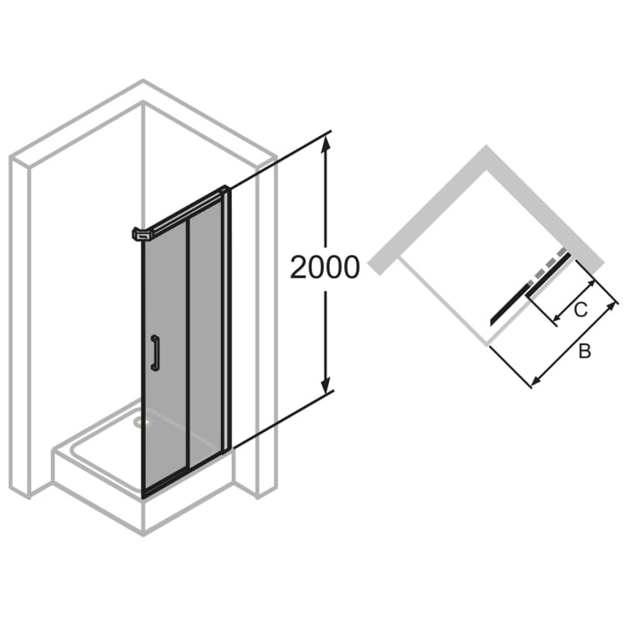 HÜPPE Classics 2 EasyEntry Gleittüreckeinstieg 1/2-Teil Rechts 85 x 200 cm, Glas mit Anti-Plaque