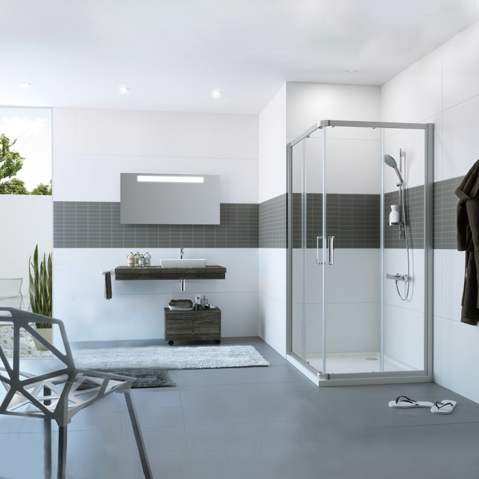 HÜPPE Classics 2 Gleittüreckeinstieg 2-teilig 100/100 x 200 cm, Glas mit Anti-Plaque