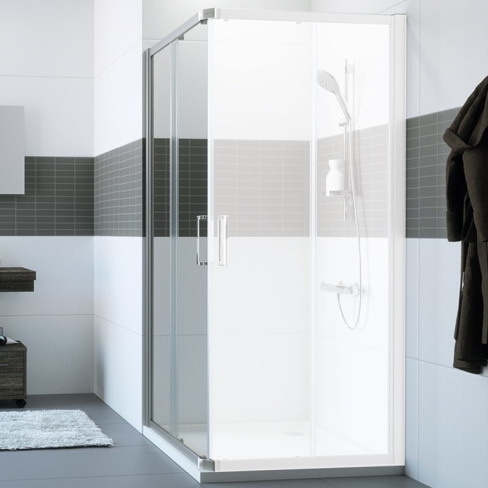 HÜPPE Classics 2 Gleittüreckeinstieg 2-teilig 115 x 190 cm, Glas mit Anti-Plaque