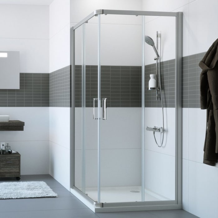 HÜPPE Classics 2 Gleittüreckeinstieg 2-teilig 120 x 190 cm, Glas mit Anti-Plaque