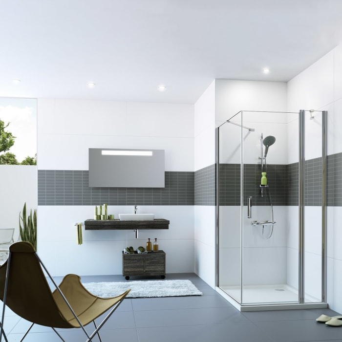 HÜPPE Classics 2 Schwingtür mit Festteil für Seitenwand/Eckeinstieg 80 x 190 cm, Glas mit Anti-Plaque