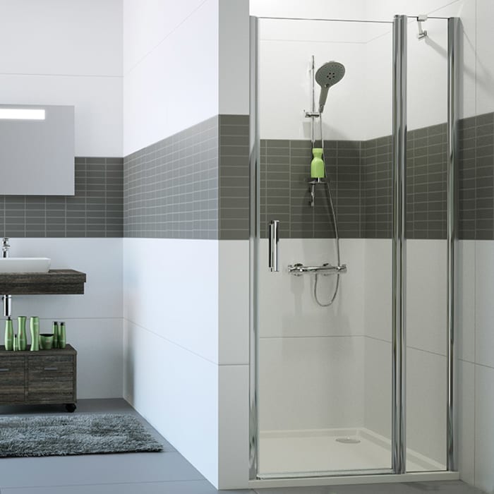 HÜPPE Classics 2 Schwingtür mit festem Segment in Nische 90 x 190 cm, Glas mit Anti-Plaque