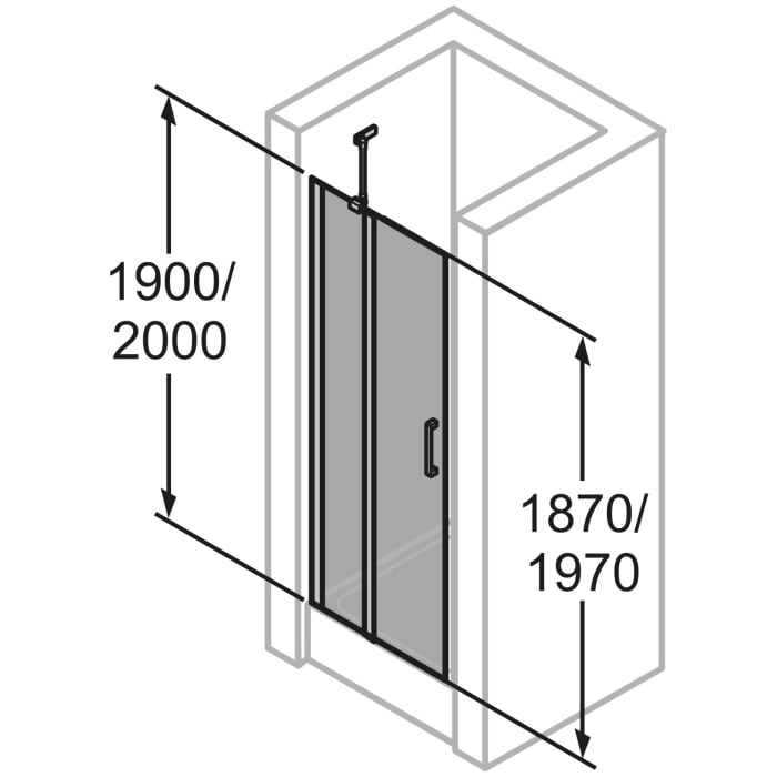 HÜPPE Classics 2 Schwingtür mit festem Segment in Nische 98 x 190 cm, Glas mit Anti-Plaque