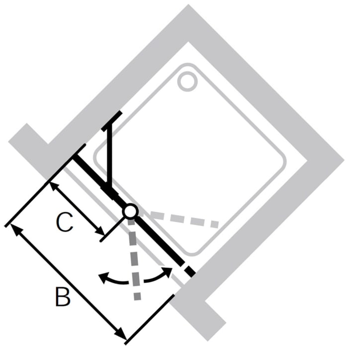 HÜPPE Classics 2 Schwingtür mit festem Segment in Nische 80 x 200 cm, Glas mit Anti-Plaque