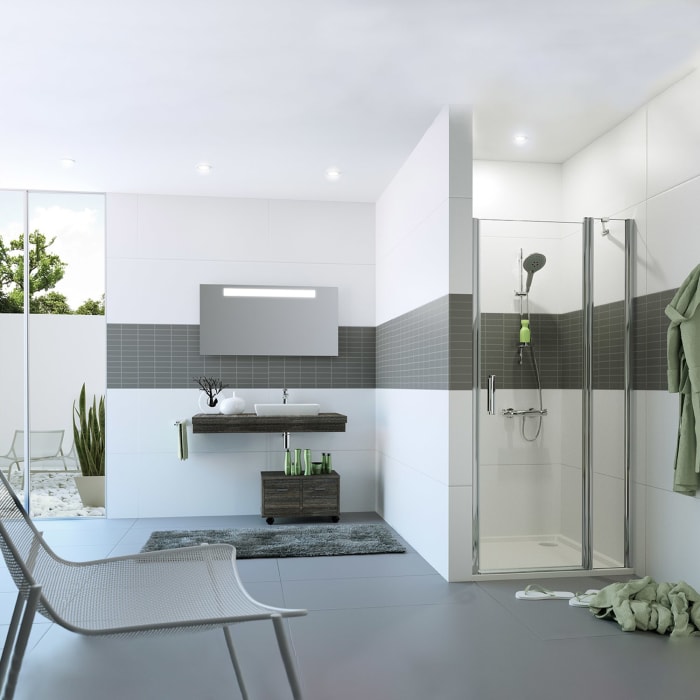 HÜPPE Classics 2 Schwingtür mit festem Segment in Nische 120 x 200 cm, Glas mit Anti-Plaque