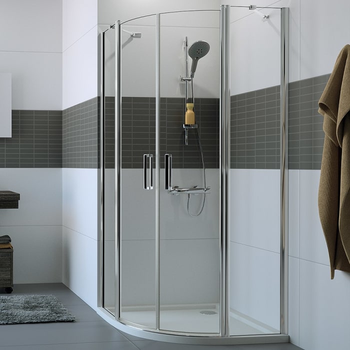 HÜPPE Classics 2 1/4 Kreis Schwingtür mit Festteil 90 x 190 cm, R= 50 cm, Glas ohne Anti-Plaque