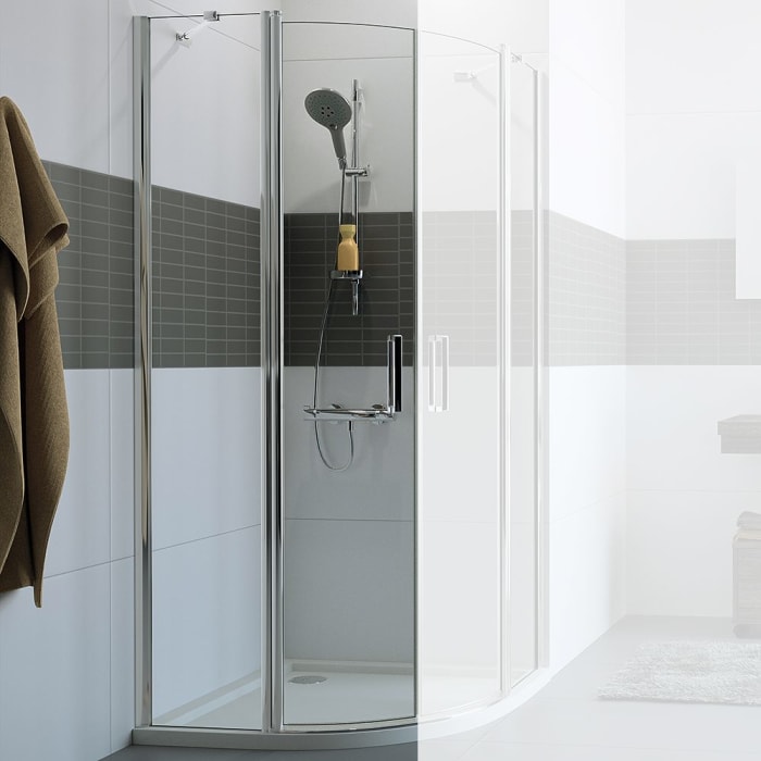 HÜPPE Classics 2 1/4 Kreis Schwingtür mit Festteil 90 x 190 cm, R= 55 cm, Glas mit Anti-Plaque