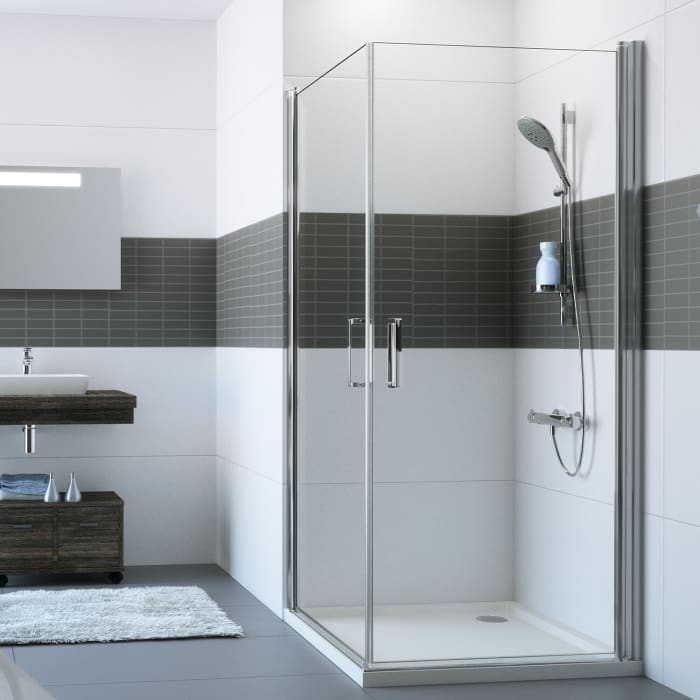 HÜPPE Classics 2 Schwingtüreckeinstieg 80/80 x 190 cm, Glas mit Anti-Plaque