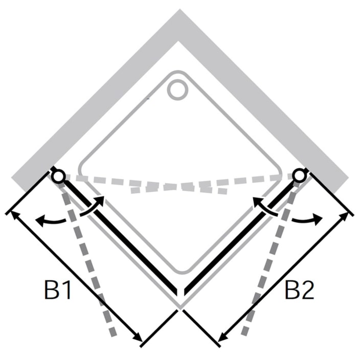 HÜPPE Classics 2 Schwingtüreckeinstieg 90/90 x 200 cm, Glas ohne Anti-Plaque