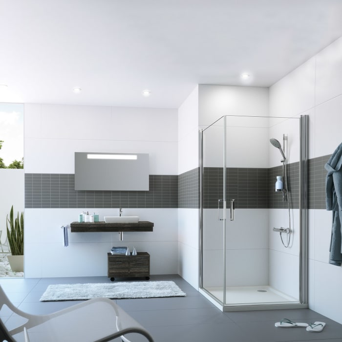 HÜPPE Classics 2 Schwingtüreckeinstieg 90/90 x 200 cm, Glas ohne Anti-Plaque