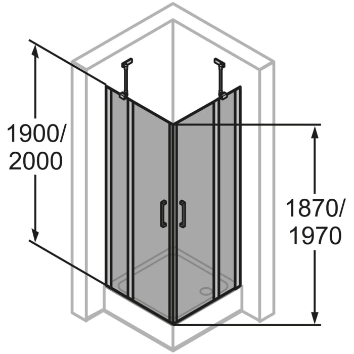 HÜPPE Classics 2 Schwingtüreckeinstieg mit Festteilen 100/100 x 200 cm, Glas ohne Anti-Plaque