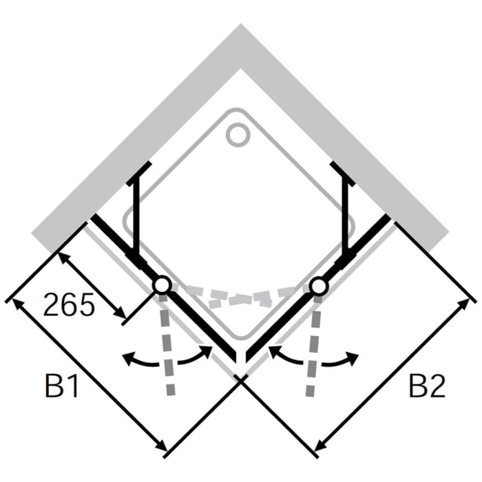 HÜPPE Classics 2 Schwingtüreckeinstieg mit Festteilen im Sondermaß, Glas mit Anti-Plaque