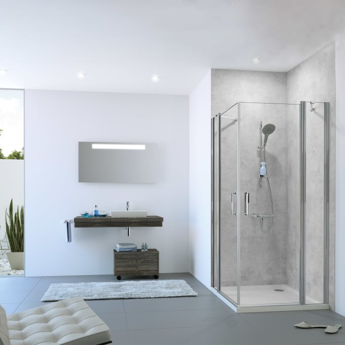 HÜPPE Classics 2 Schwingtüreckeinstieg mit Festteilen 80/80 x 190 cm, Glas ohne Anti-Plaque