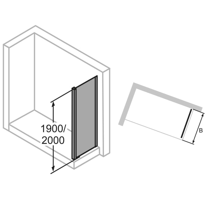 HÜPPE Classics 2 Seitenwand für Gleittür 90 x 200 cm, Glas mit Anti-Plaque