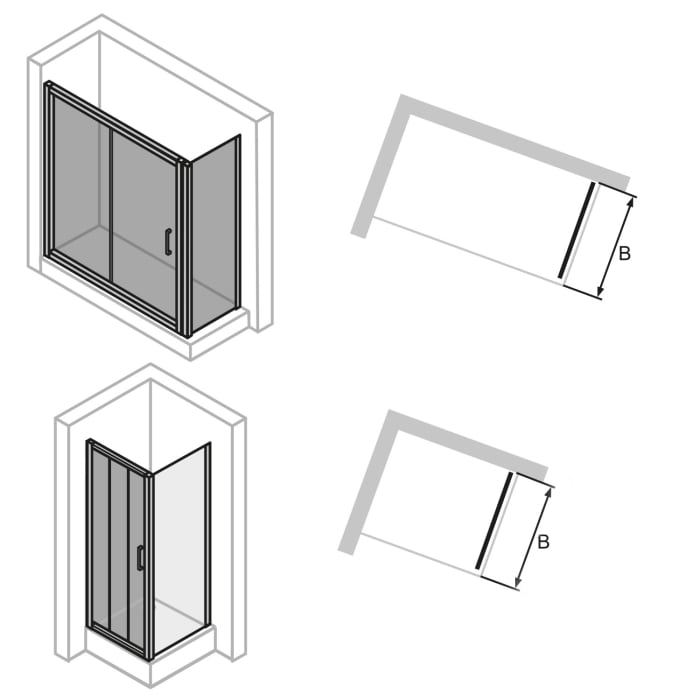 HÜPPE Classics 2 Seitenwand für Gleittür 75 x 190 cm, Glas mit Anti-Plaque