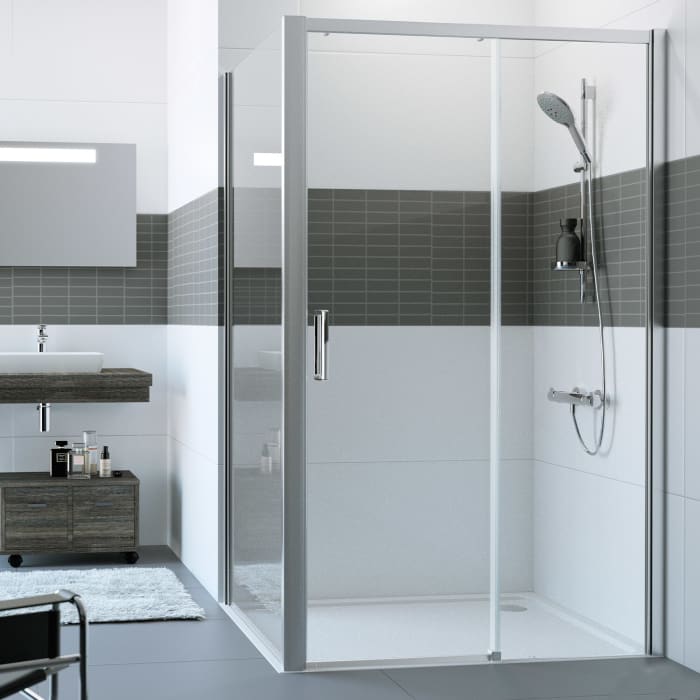 HÜPPE Classics 2 EasyEntry Seitenwand für Gleittür 120 x 200 cm, Glas ohne Anti-Plaque