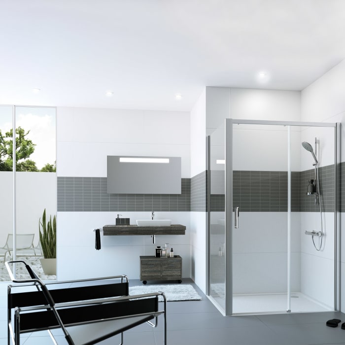 HÜPPE Classics 2 EasyEntry Seitenwand für Gleittür 75 x 200 cm, Glas mit Anti-Plaque