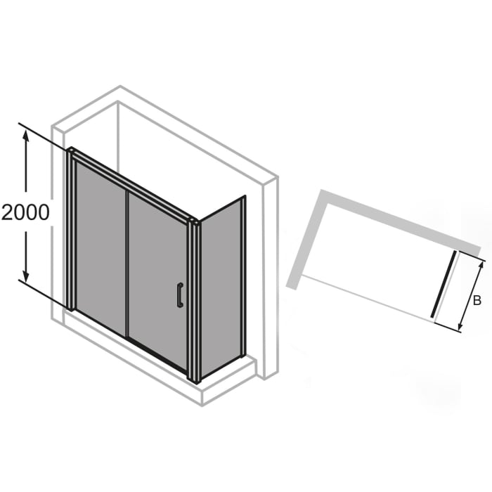 HÜPPE Classics 2 EasyEntry Seitenwand für Gleittür 120 x 200 cm, Glas ohne Anti-Plaque
