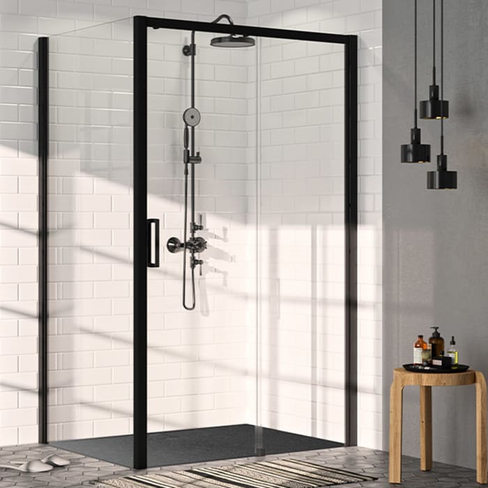 HÜPPE Classics 2 EasyEntry Seitenwand in Flucht für Gleittür im Sondermaß, Glas ohne Anti-Plaque