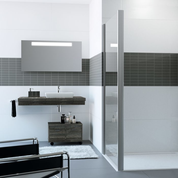 HÜPPE Classics 2 Seitenwand auf Badewanne für Gleittür im Sondermaß, Glas ohne Anti-Plaque