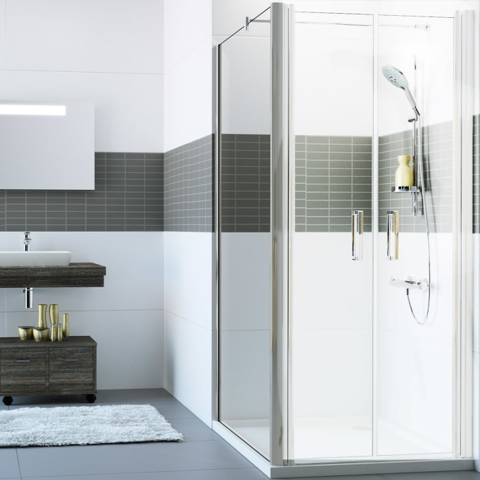 HÜPPE Classics 2 Seitenwand für Pendeltür 100 x 200 cm, Glas mit Anti-Plaque