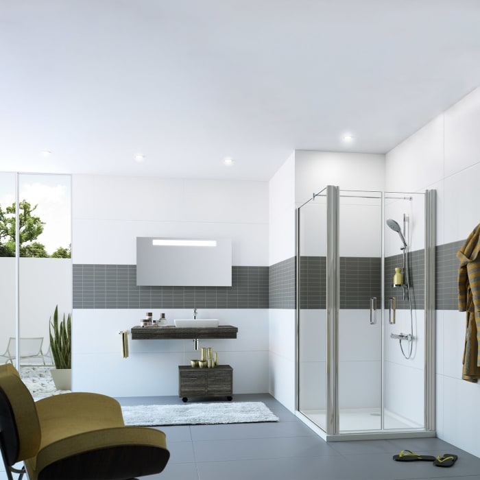 HÜPPE Classics 2 Seitenwand über Eck für Pendeltür im Sondermaß, Glas ohne Anti-Plaque