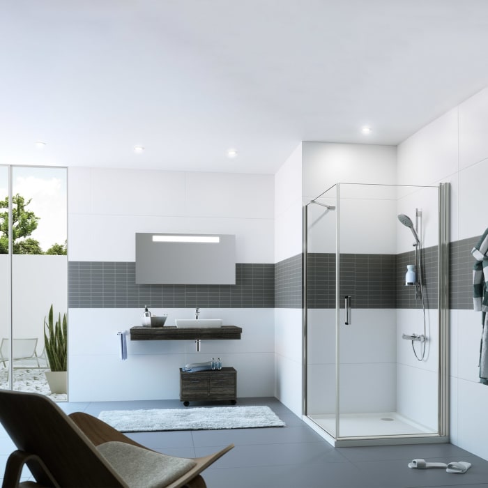 HÜPPE Classics 2 Seitenwand auf Badewanne für Schwingtür 20-120 x 50-200 cm, Glas mit Anti-Plaque