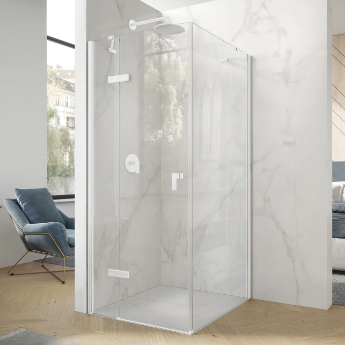 HÜPPE Design pure 4-Eck Seitenwand für Schwingtür 80 x 200 cm, Glas mit Anti-Plaque