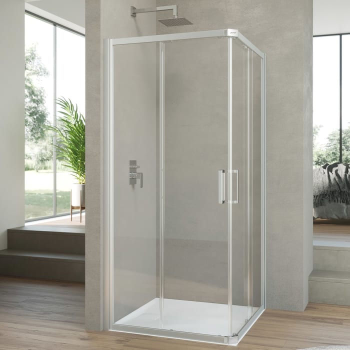 HÜPPE Pulsano 4-Eck Gleittüreckeinstieg 2-teilig 100 x 100 x 190 cm, Glas mit Anti-Plaque