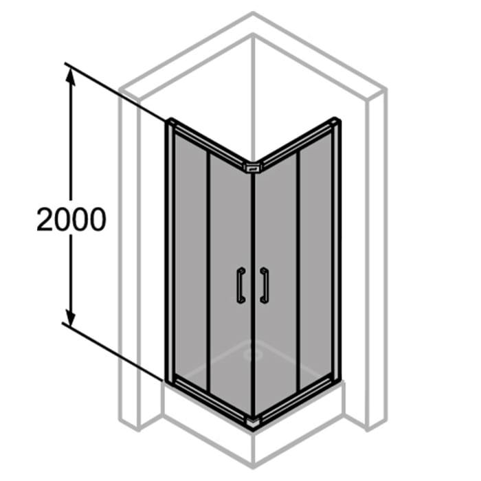 HÜPPE Pulsano 4-Eck Gleittüreckeinstieg 2-teilig 100 x 100 x 190 cm, Glas ohne Anti-Plaque