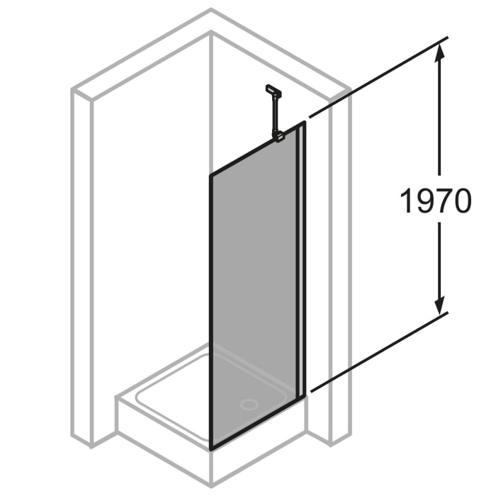 HÜPPE Pulsano 4-Eck Seitenwand für Schwingtür 75 x 200 cm, Glas mit Anti-Plaque