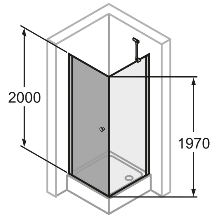 HÜPPE Pulsano 4-Eck Schwingtür für Seitenwand/Eckeinstieg 100 x 200 cm, Glas ohne Anti-Plaque
