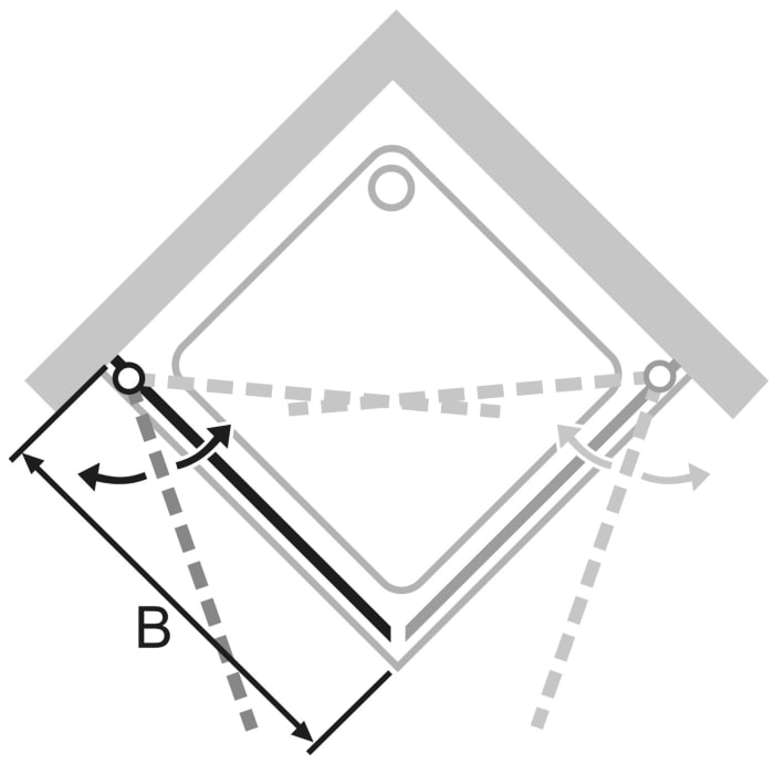 HÜPPE Pulsano 4-Eck Schwingtür für Seitenwand/Eckeinstieg 80 x 200 cm, Glas mit Anti-Plaque
