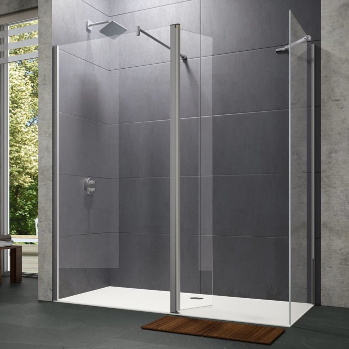 HÜPPE Design pure Walk-In Seitenwand mit beweglichem Segment 80 x 200 cm, Glas ohne Anti-Plaque