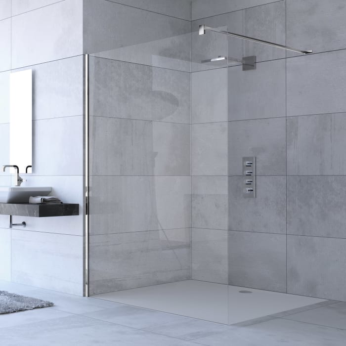 HÜPPE Design pure Walk-In Seitenwand 80 cm, mit Stabilisator, Glas 6 mm ohne Anti-Plaque