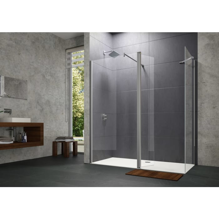 HÜPPE Design pure Walk-In Seitenwand mit beweglichem Segment 100 x 200 cm, Glas ohne Anti-Plaque