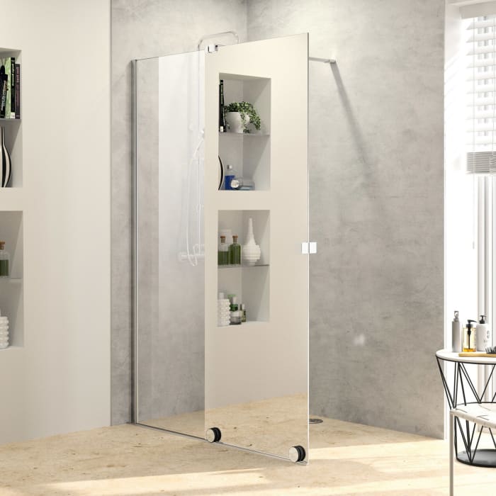 HÜPPE Xtensa pure Walk-In Gleittür mit festem Segment 100 cm, Anschlag links