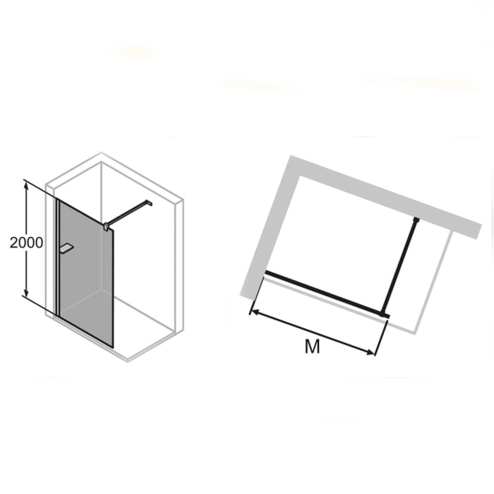HÜPPE Select+ Walk-In Seitenwand alleinstehend 8 mm, 100 x 200 cm, mit Querbügel