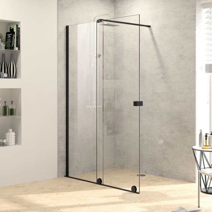 HÜPPE Xtensa pure Walk-In Gleittür mit festem Segment 160 cm, Anschlag links