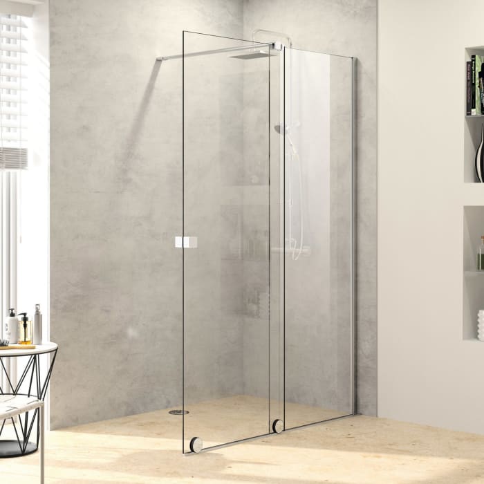 HÜPPE Xtensa pure Walk-In Gleittür mit festem Segment Sondermaß B1 180,1-200 cm, Anschlag rechts